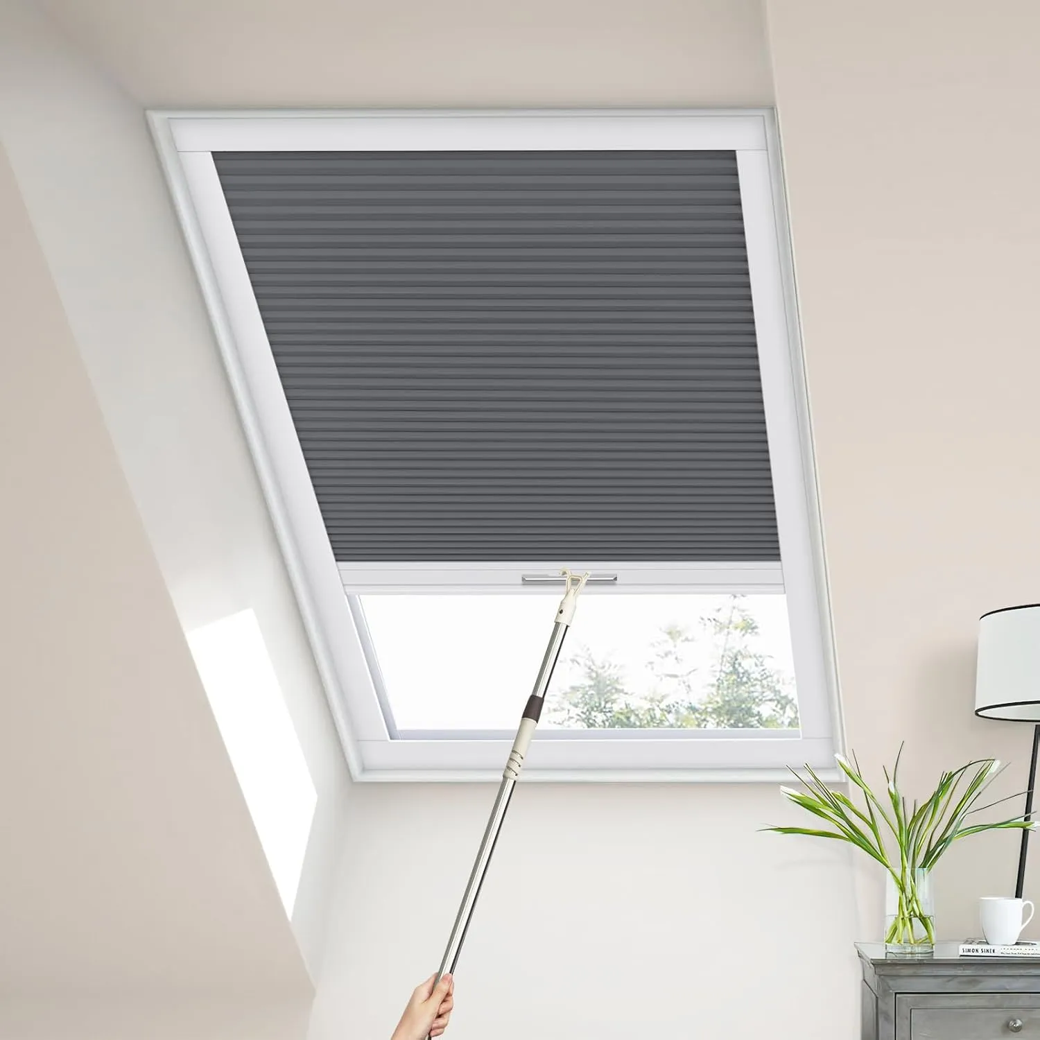 Blackout Window Blinds, Skylight Shades Window Cordless Cellular Shades Room Darkening Honeycomb Blinds for Roof Inclined Plane Room Windows - Custom Size (Blue Haze)