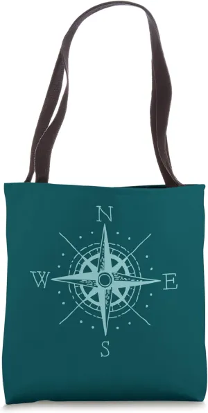Blue & Teal Compass Nautical Theme Tote Bag