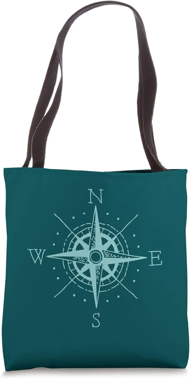 Blue & Teal Compass Nautical Theme Tote Bag