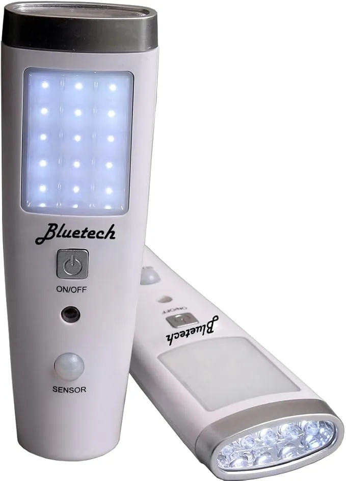 BLUETECH Avalon LED Flashlight Night Light for Emergency Preparedness, Portable Unit with Motion Detection,Power Failure Light, ETL Approved Blackout Light- 3 Pack, White