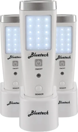 BLUETECH Avalon LED Flashlight Night Light for Emergency Preparedness, Portable Unit with Motion Detection,Power Failure Light, ETL Approved Blackout Light- 3 Pack, White