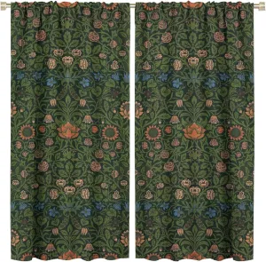 Bohemia Plant Flowers Pattern Blackout Window Curtains, William Morris Art Print Vintage Decor Curtains, for Living Room Bedroom 42(W)*84(L) 2 Panels