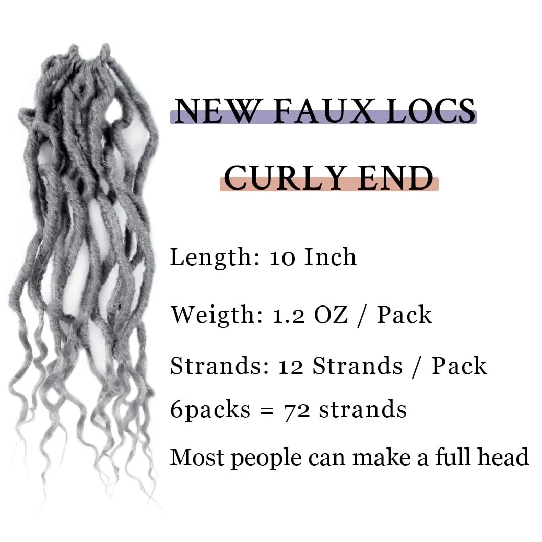 BOHOBABE Faux Locs Crochet Hair 10 Inch, Boho Soft Crochet Locs with Curly Ends, Short Grey Bohemian Goddess Locs Crochet Braids for Black Women (6 Packs, Gray)