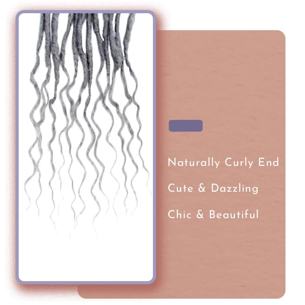 BOHOBABE Faux Locs Crochet Hair 10 Inch, Boho Soft Crochet Locs with Curly Ends, Short Grey Bohemian Goddess Locs Crochet Braids for Black Women (6 Packs, Gray)