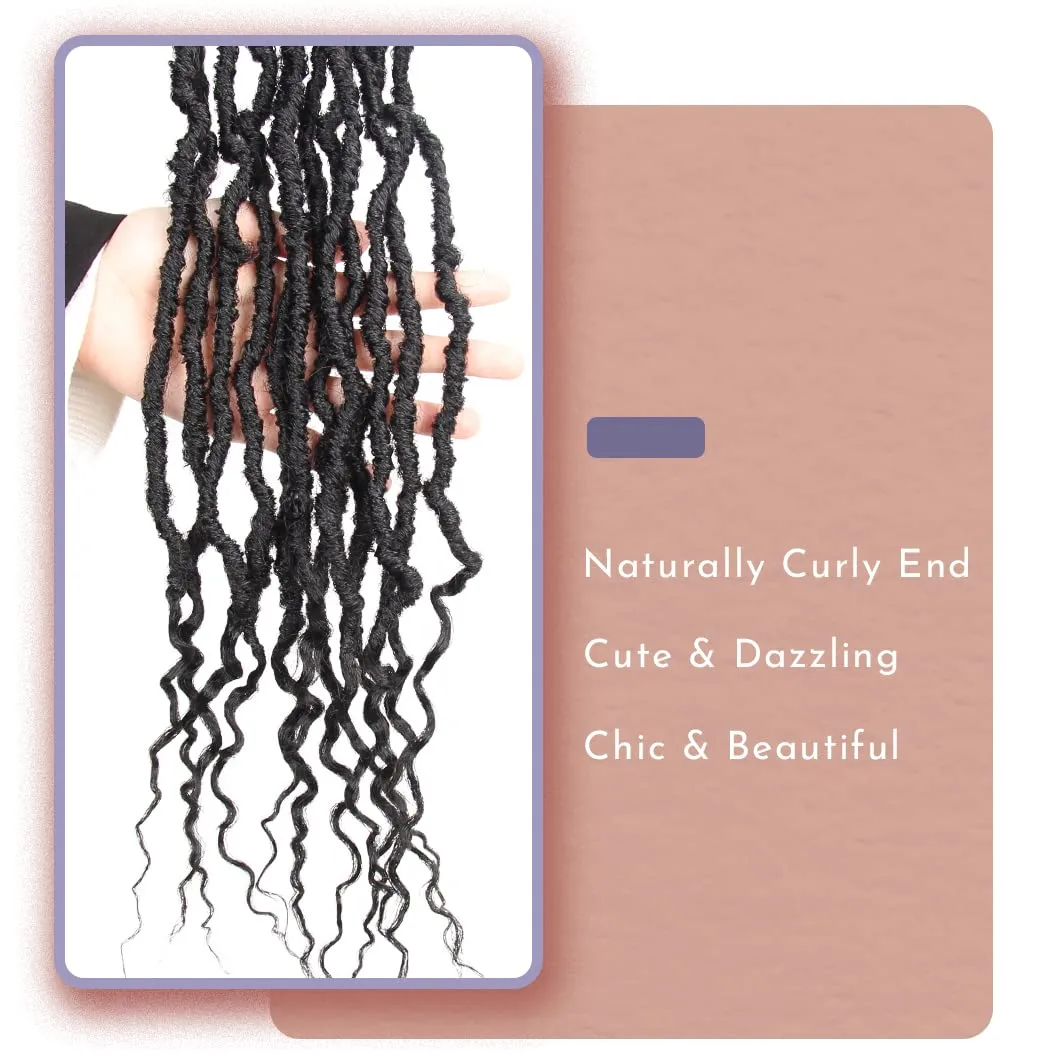 BOHOBABE Faux Locs Crochet Hair 24 Inch, Boho Soft Crochet Locs with Curly Ends, Long Bohemian Goddess Locs Crochet Braids for Black Women (6 Packs, 1B)