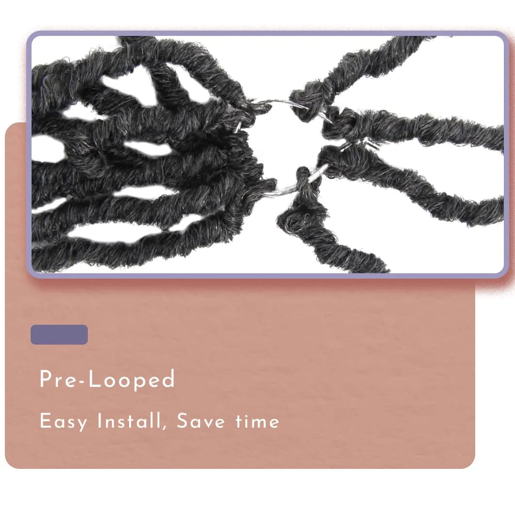 BOHOBABE Faux Locs Crochet Hair 24 Inch, Boho Soft Crochet Locs with Curly Ends, Long Gray Bohemian Goddess Locs Crochet Braids for Black Women (6 Packs, T1B/Grey)