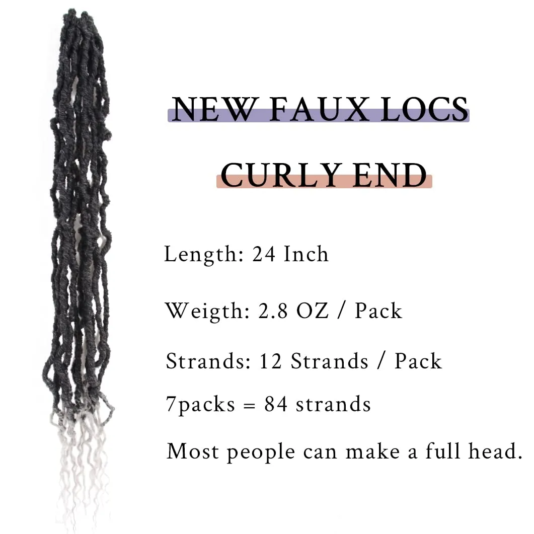 BOHOBABE Faux Locs Crochet Hair 24 Inch, Boho Soft Crochet Locs with Curly Ends, Long Gray Bohemian Goddess Locs Crochet Braids for Black Women (6 Packs, T1B/Grey)
