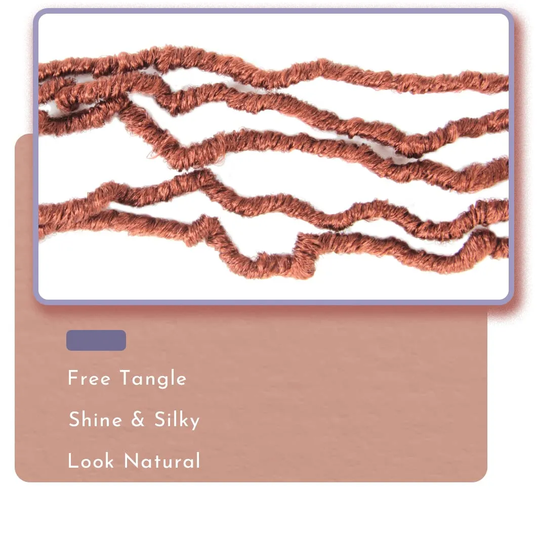 BOHOBABE Ginger Faux Locs Crochet Hair 24 Inch, Boho Soft Crochet Locs with Curly Ends, Long Copper Bohemian Goddess Locs Crochet Braids for Black Women (6 Packs, 350#)