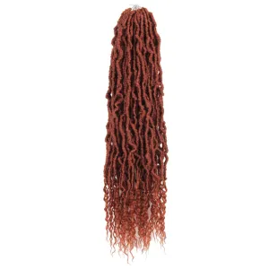 BOHOBABE Ginger Faux Locs Crochet Hair 24 Inch, Boho Soft Crochet Locs with Curly Ends, Long Copper Bohemian Goddess Locs Crochet Braids for Black Women (6 Packs, 350#)