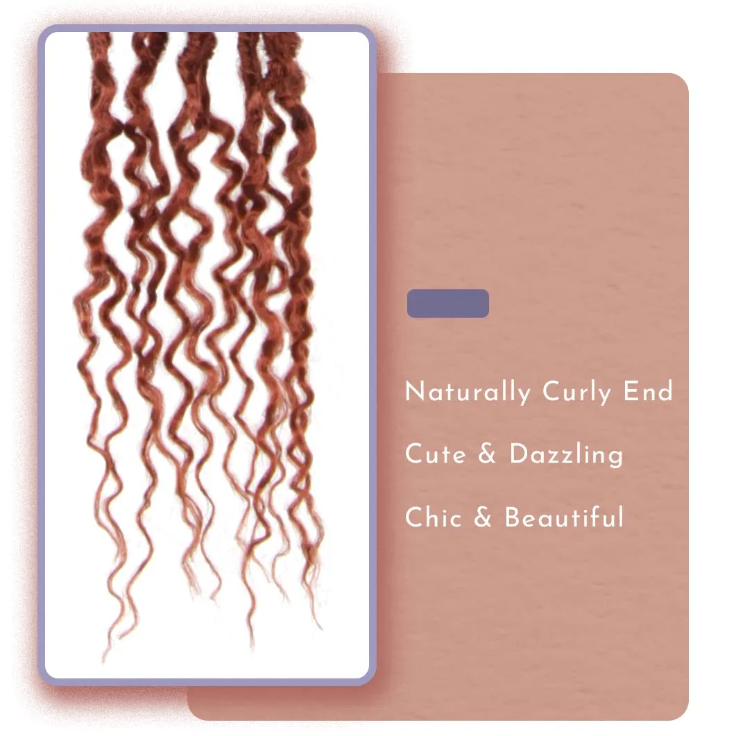 BOHOBABE Ginger Faux Locs Crochet Hair 24 Inch, Boho Soft Crochet Locs with Curly Ends, Long Copper Bohemian Goddess Locs Crochet Braids for Black Women (6 Packs, 350#)