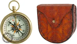 Brass 2 Inch Sundial Compass for Outdoor Activities Camping Hiking with Leather Box (MKJU)