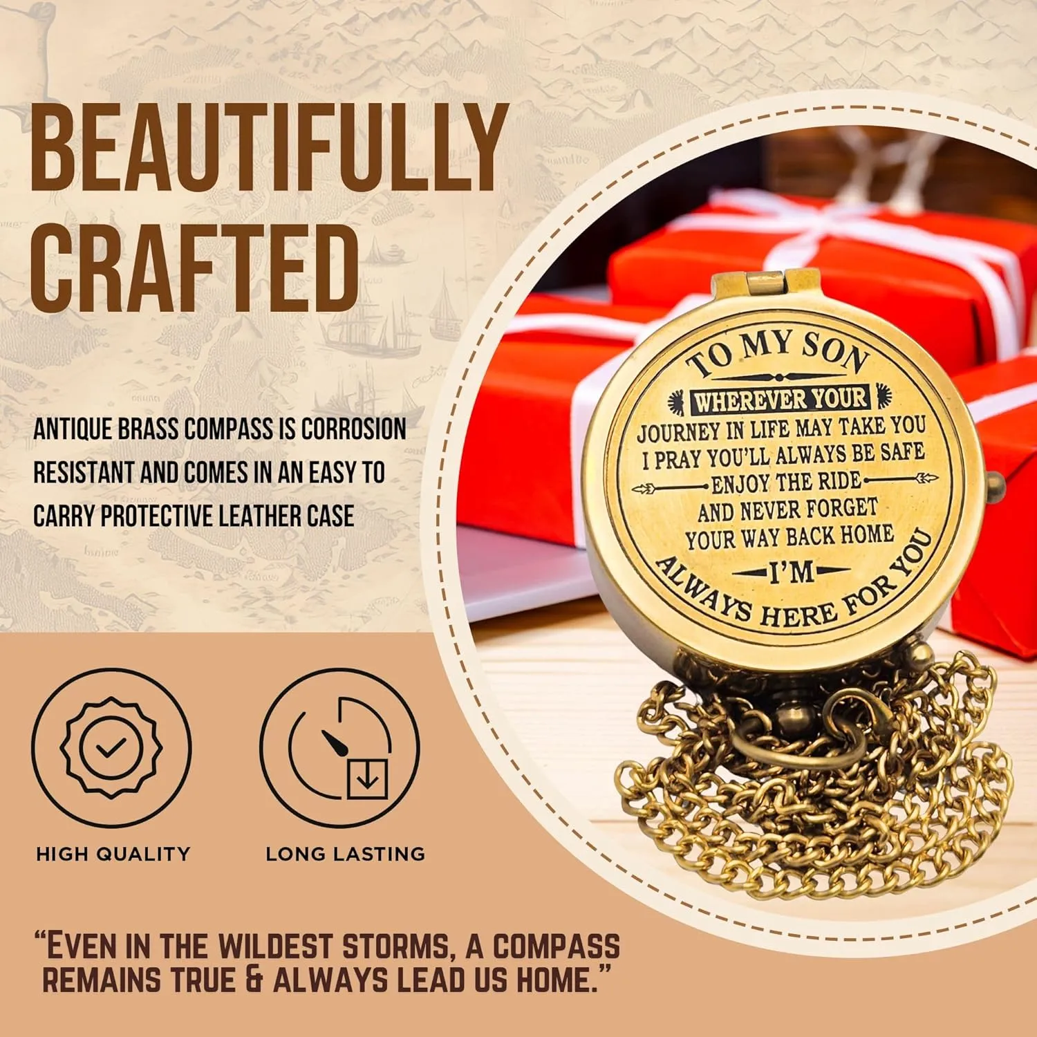 Brass Compass, Birthday Christmas Graduation Day Gift for Teenage Boys Girls Men Women