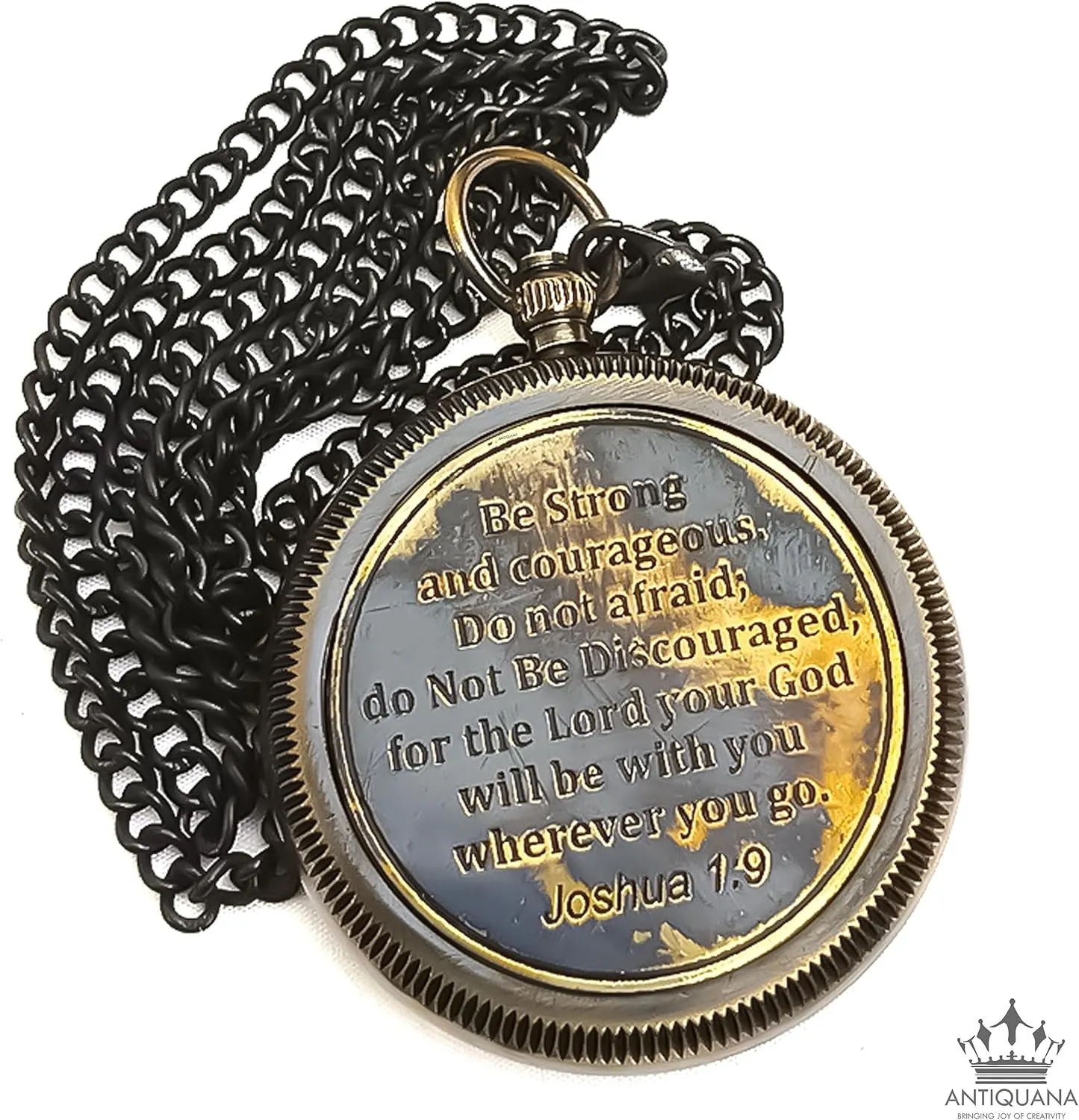 Brass Compass - God My Lord Guide Me - Uplifting Baptism Gift, Graduation Gift, Birthday, Confirmation Gift for Men Women Boys Girls Teenage Kids Be Strong & Courageous