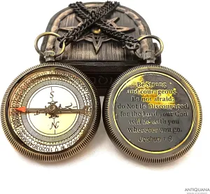 Brass Compass - God My Lord Guide Me - Uplifting Baptism Gift, Graduation Gift, Birthday, Confirmation Gift for Men Women Boys Girls Teenage Kids Be Strong & Courageous