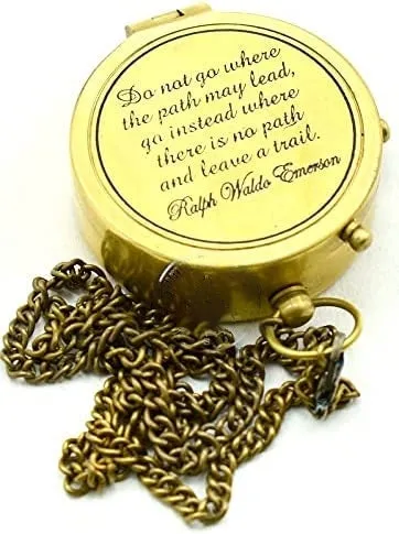 Brass Compass with Anchor Embossed Leather Case