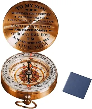 Brass Nautical Compass - Dad and Mom to Son - Enjoy The Ride - Camping Survival Compass - Nautical Gift for Son