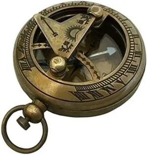 Brass Sundial Compass Vintage Pocket Style Nautical Collectible Gift for Travelers Pack of 2