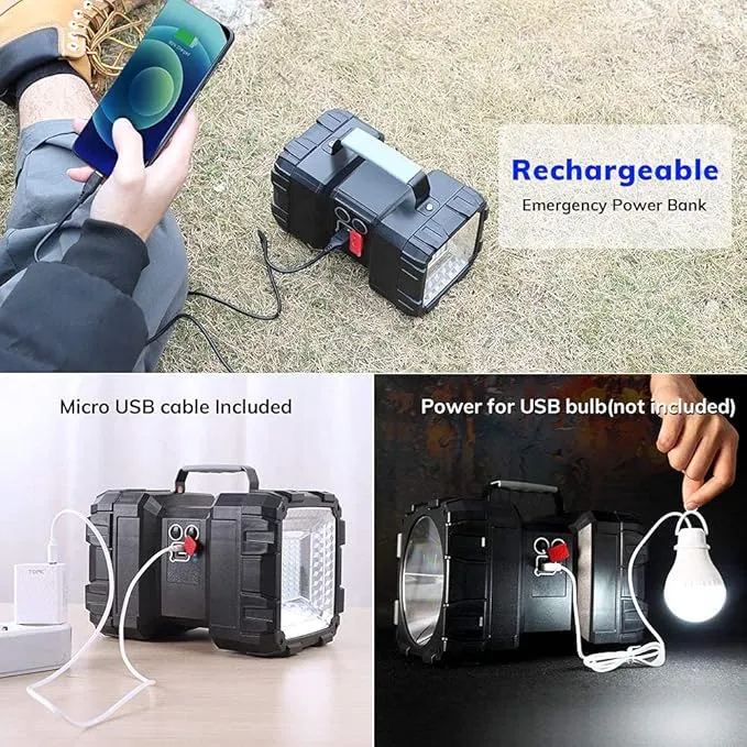 Bright Rechargeable Flashlight，JODK Portable Handheld Spotlight Searchlight 20000mAh 4000LM with 3 4 LED Lights Modes, High Lumen Waterproof Flashlight - XLarge
