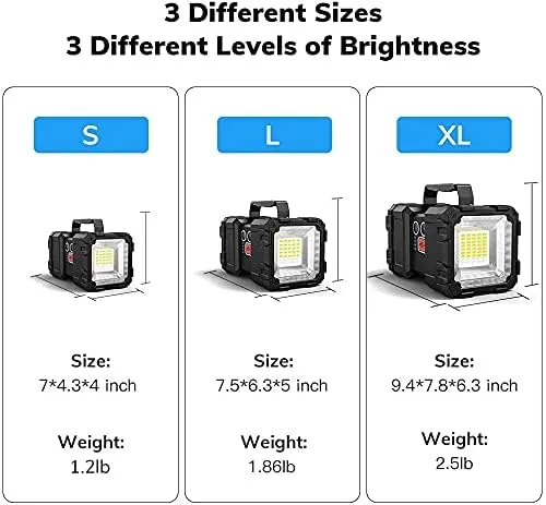 Bright Rechargeable Flashlight，JODK Portable Handheld Spotlight Searchlight 20000mAh 4000LM with 3 4 LED Lights Modes, High Lumen Waterproof Flashlight - XLarge