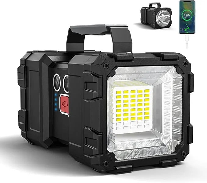 Bright Rechargeable Flashlight，JODK Portable Handheld Spotlight Searchlight 20000mAh 4000LM with 3 4 LED Lights Modes, High Lumen Waterproof Flashlight - XLarge