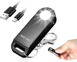 Brinyte A02 Mini EDC Keychain Flashlight Rechargeable USB-C LED Key Chain Light 125 Lumens Bright Tiny Flat Pocket Keyring Light for Camping Hiking Dog Walking Emergency Home Power Outage