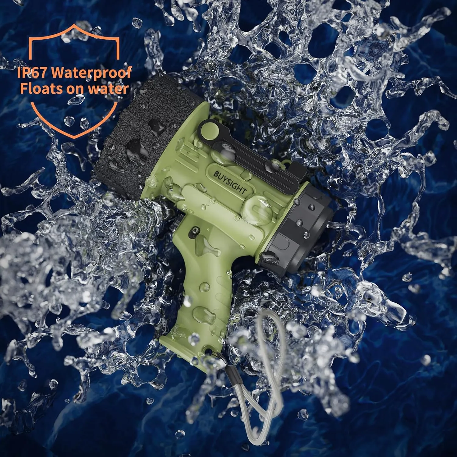 BUYSIGHT Rechargeable Spotlight Flashlight, 1200 lumens Hand held Spot Lights Waterproof led Flashlight Hunting Lamp with red Filter (Matcha Green)