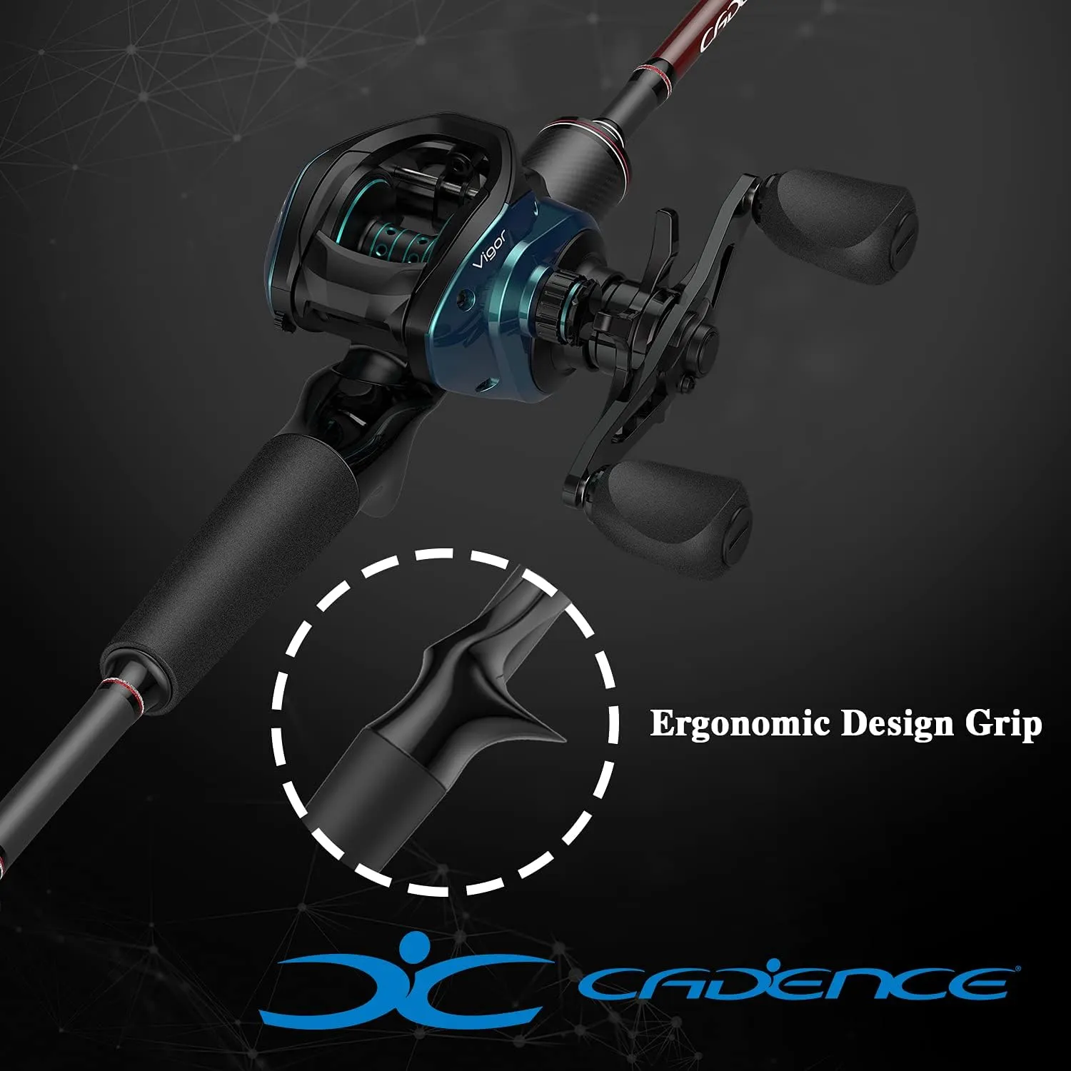 Cadence Vigor Baitcasting Rod 2-Piece Fishing Rods Ultralight & Sensitive Baitcaster Rod-30 Ton Carbon Fuji Reel Seat & Stainless Steel Guides with SiC Inserts Portable Baitcast Rods