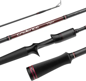 Cadence Vigor Baitcasting Rod 2-Piece Fishing Rods Ultralight & Sensitive Baitcaster Rod-30 Ton Carbon Fuji Reel Seat & Stainless Steel Guides with SiC Inserts Portable Baitcast Rods