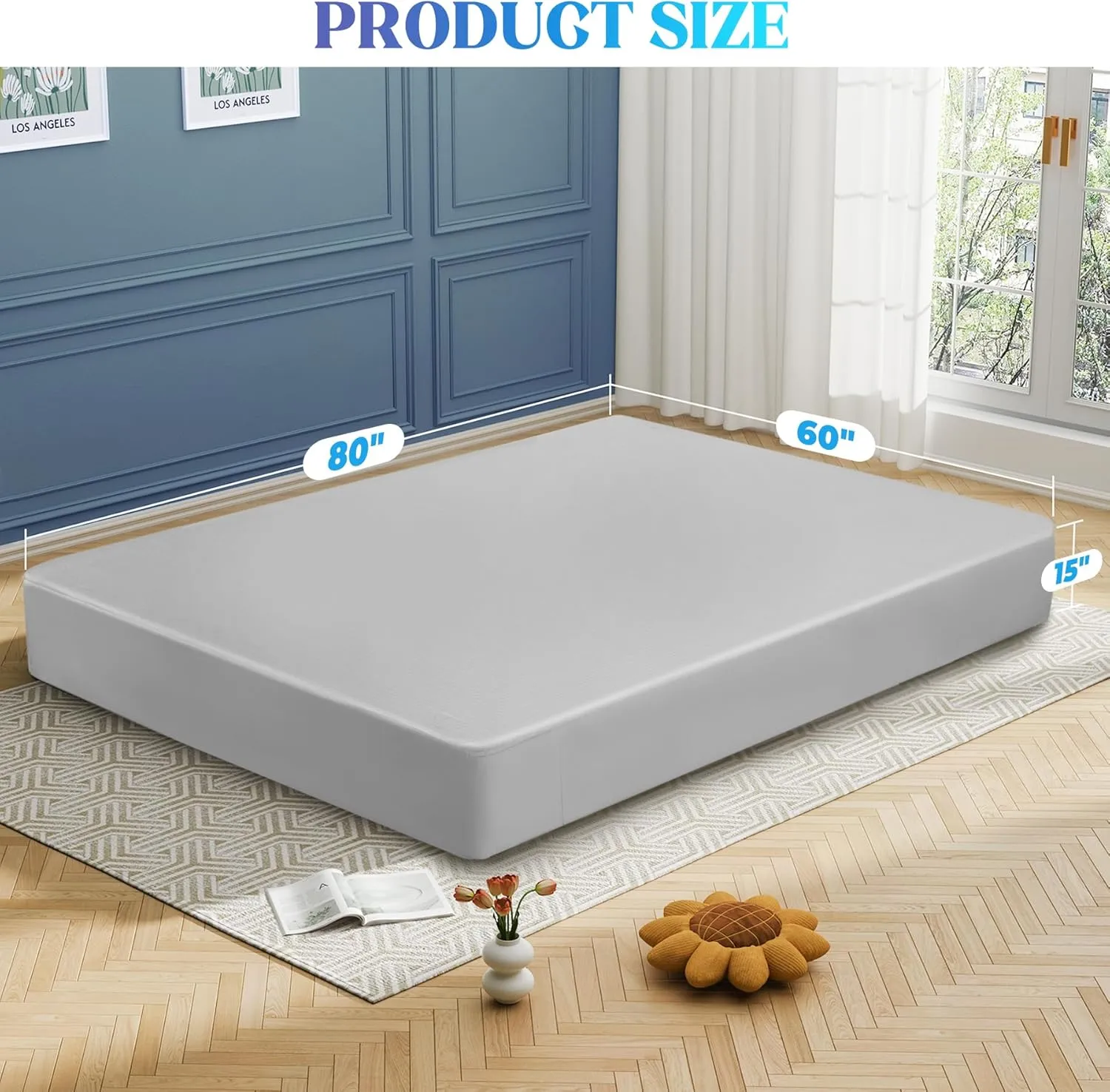 Calmbee Grounding Sheets Queen Size, 10% Pure Silver Fiber   90% Organic Cotton, Grounding Sheet Earth Connected Bedding (Queen - 60"x 80"x 13" Gray) Fitted Earth Sheets with Grounding Cord