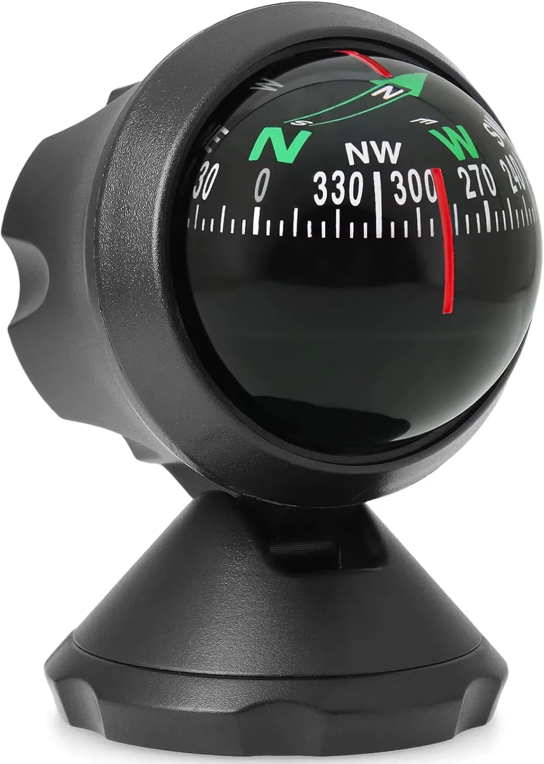 Car Compass Dashboard Mounted Automotive ABS Ball Compasses Angle Adjustable Portable Direction Navigation Car Interior Accessories Decoration Black
