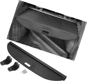 Car Retractable Cargo Cover for Nissan Kicks 18-24 Rear Trunk Parcel Shelf Luggage Security Shield Shade, Canvas, W/Accessories, Black Carbon Fiber Benefits