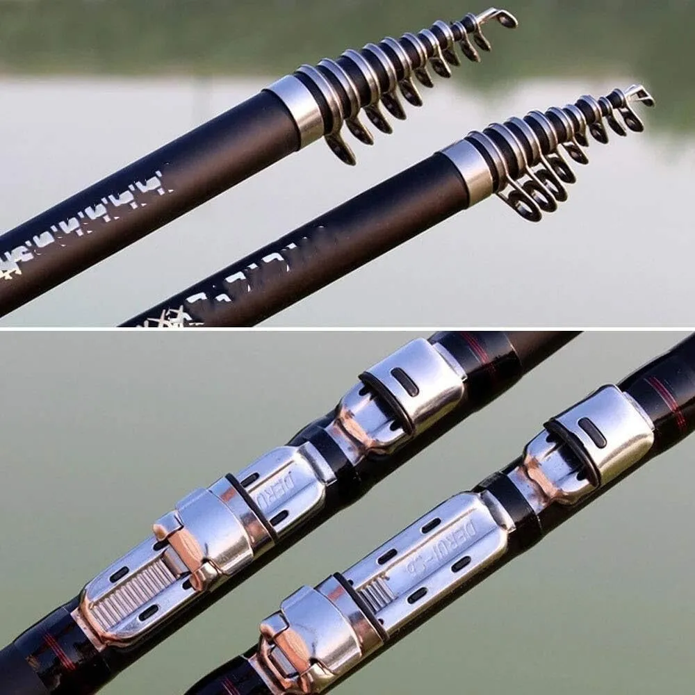 Carbon Fiber 2.4M-6.3M Telescopic Rock Fishing Rod, Ultralight Travel Carp Feeder Rod with Stainless Steel Guide Rings