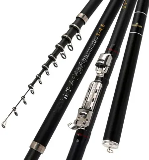 Carbon Fiber 2.4M-6.3M Telescopic Rock Fishing Rod, Ultralight Travel Carp Feeder Rod with Stainless Steel Guide Rings