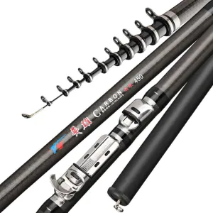 Carbon Fiber 2.7m 3.6m 4.5m 5.4m 6.3m Rock Fishing Rod Telescopic Portable Carp Rods Travel Ultralight Feeder Spinning Rod Boat Sea