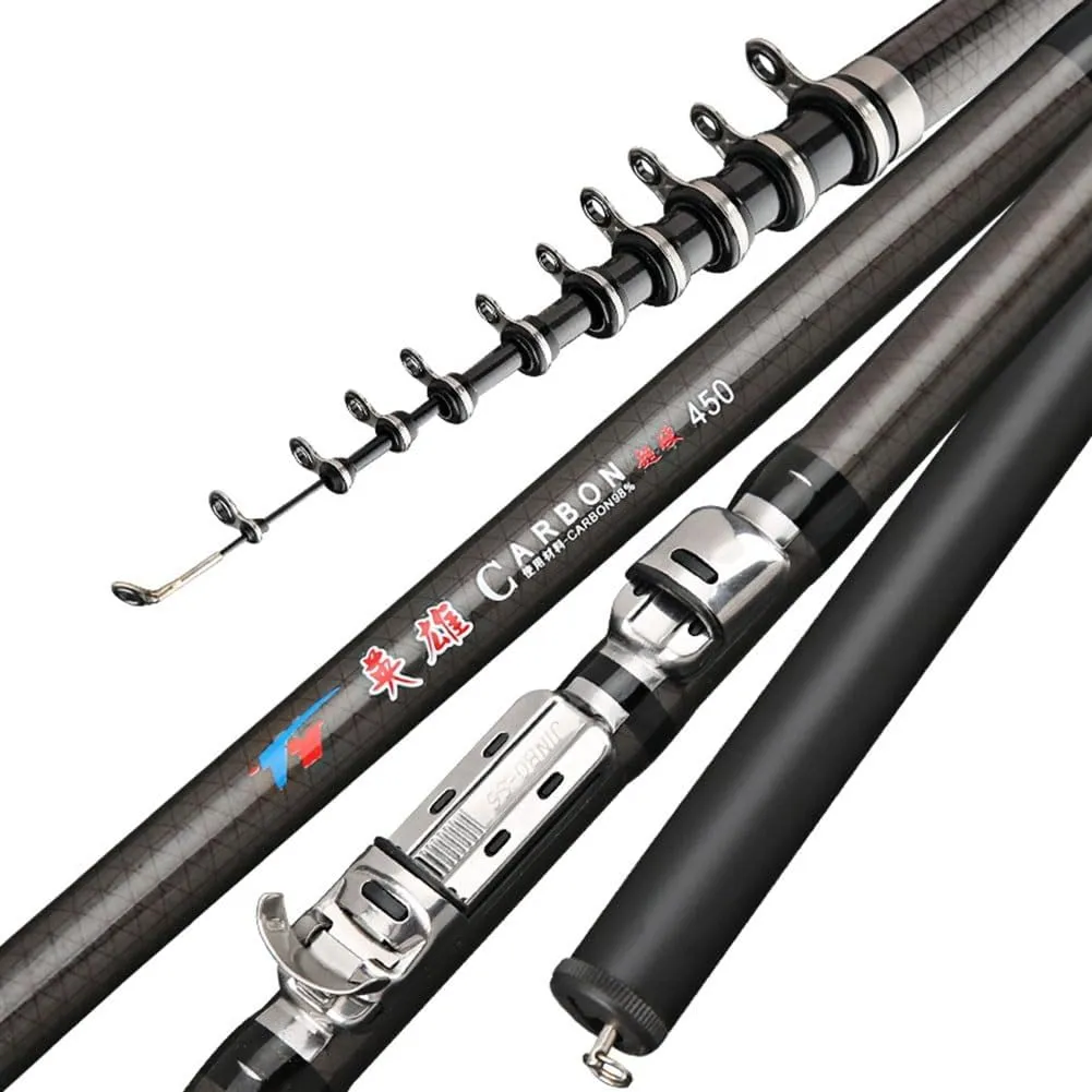 Carbon Fiber 2.7m 3.6m 4.5m 5.4m 6.3m Rock Fishing Rod Telescopic Portable Carp Rods Travel Ultralight Feeder Spinning Rod Boat Sea