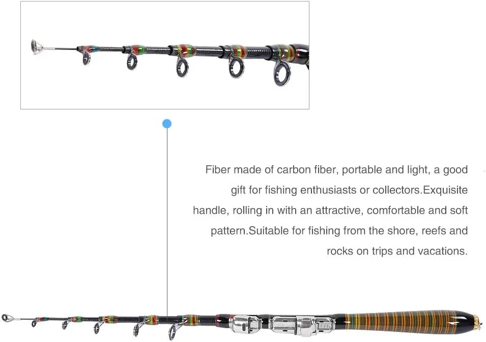 Carbon Fiber Fishing Rod, Telescopic Rod Portable Hand Rod, Suitable for Shore Fishing Reefs and Rocks on Trips and Vacations