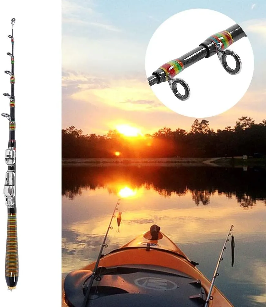 Carbon Fiber Fishing Rod, Telescopic Rod Portable Hand Rod, Suitable for Shore Fishing Reefs and Rocks on Trips and Vacations