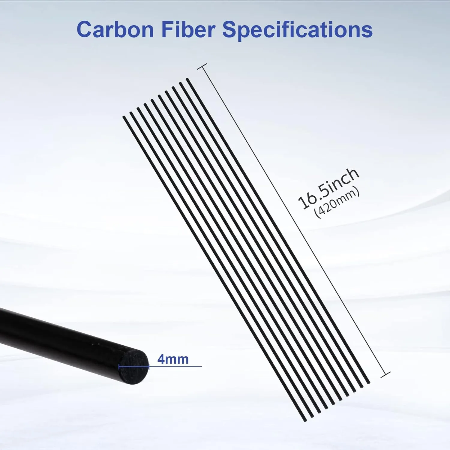 Carbon Fiber Rod 4 X 420 MM - 100% Matte Carbon Fiber Rods 10 Pack for RC Airplane, Kite Skeleton Handmade, Fishing Rod Repair, Tent Stand
