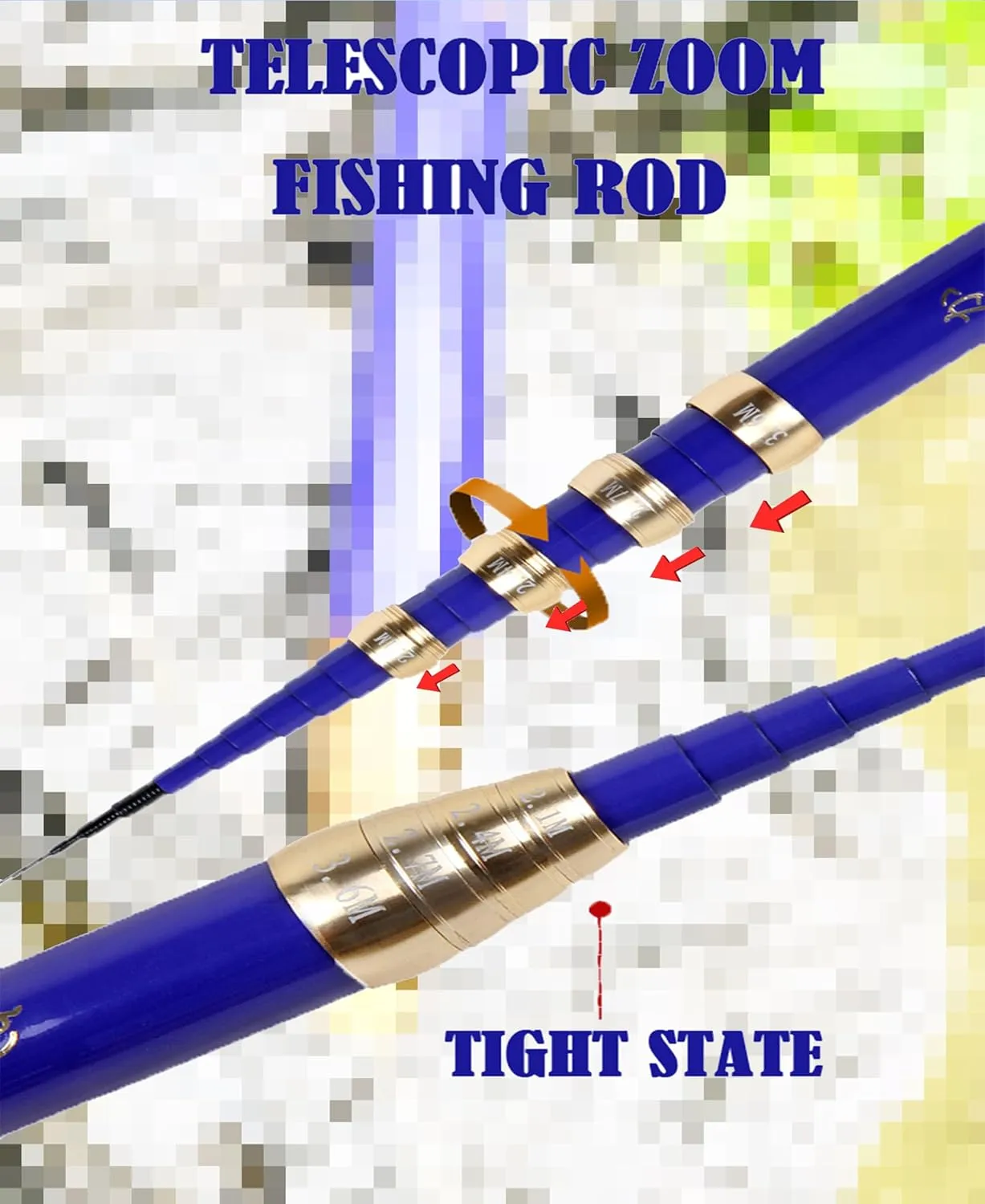 Carbon Fiber Tenkara Rod Telescopic Fishing Rod 9:1 Action-Portable Collapsible Bass Crappie Fishing Rod 23.6FT with Zoom Rod Ultralight Small Stream Rod