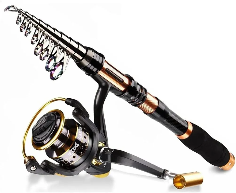Carbon Telescopic Fishing Rod Reel Combo Set with Line Lures Kit Bag for Kids Men Women (Size : 1.8M 70.8in 5.9ft)