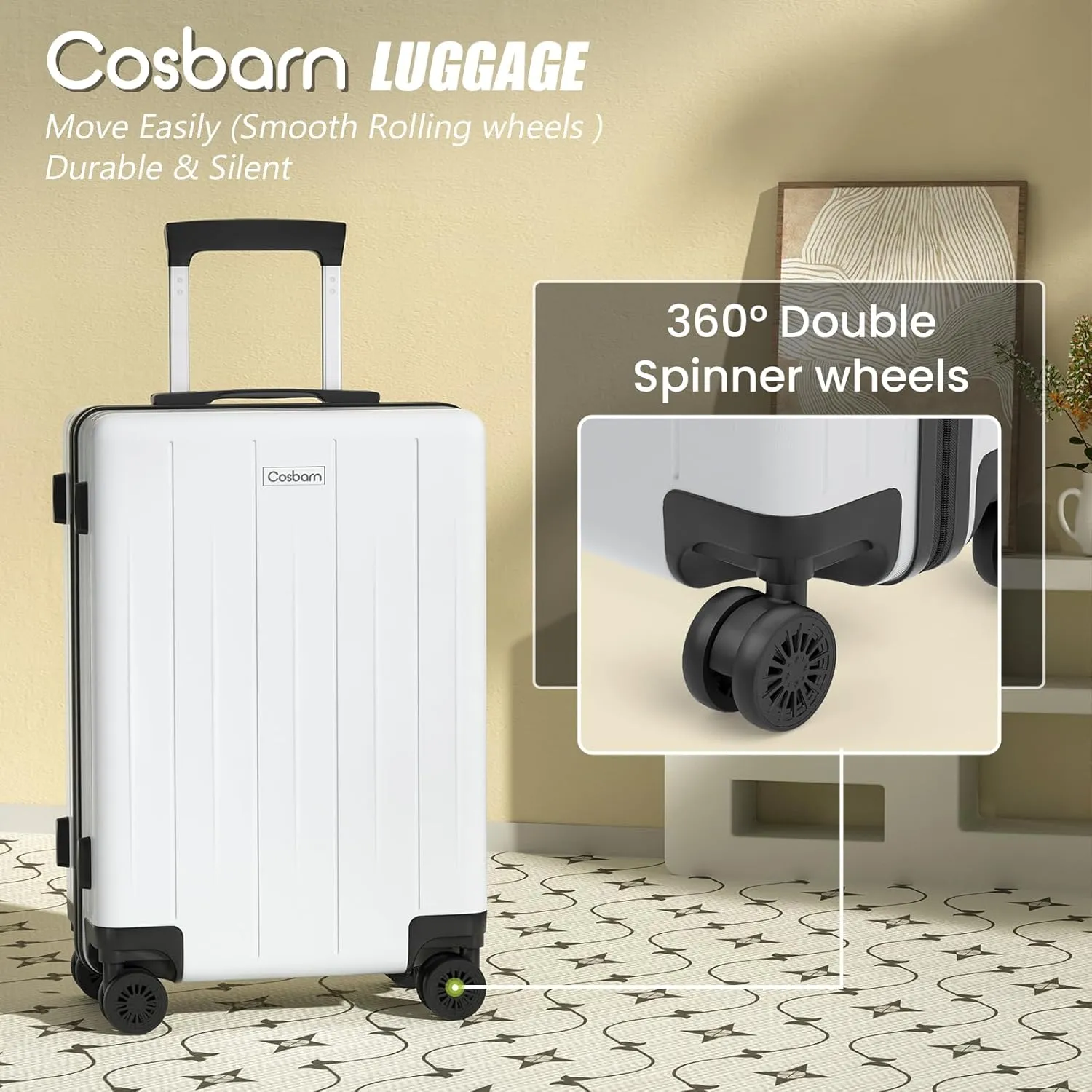 Carry On Luggage 22x14x9 Airline Approved, 20 inch Hard Shell Suitcase, ABS Hardside Suitcases, Lightweight Travel Luggage with 8 Silent Spinner Wheels, PorscheBlue