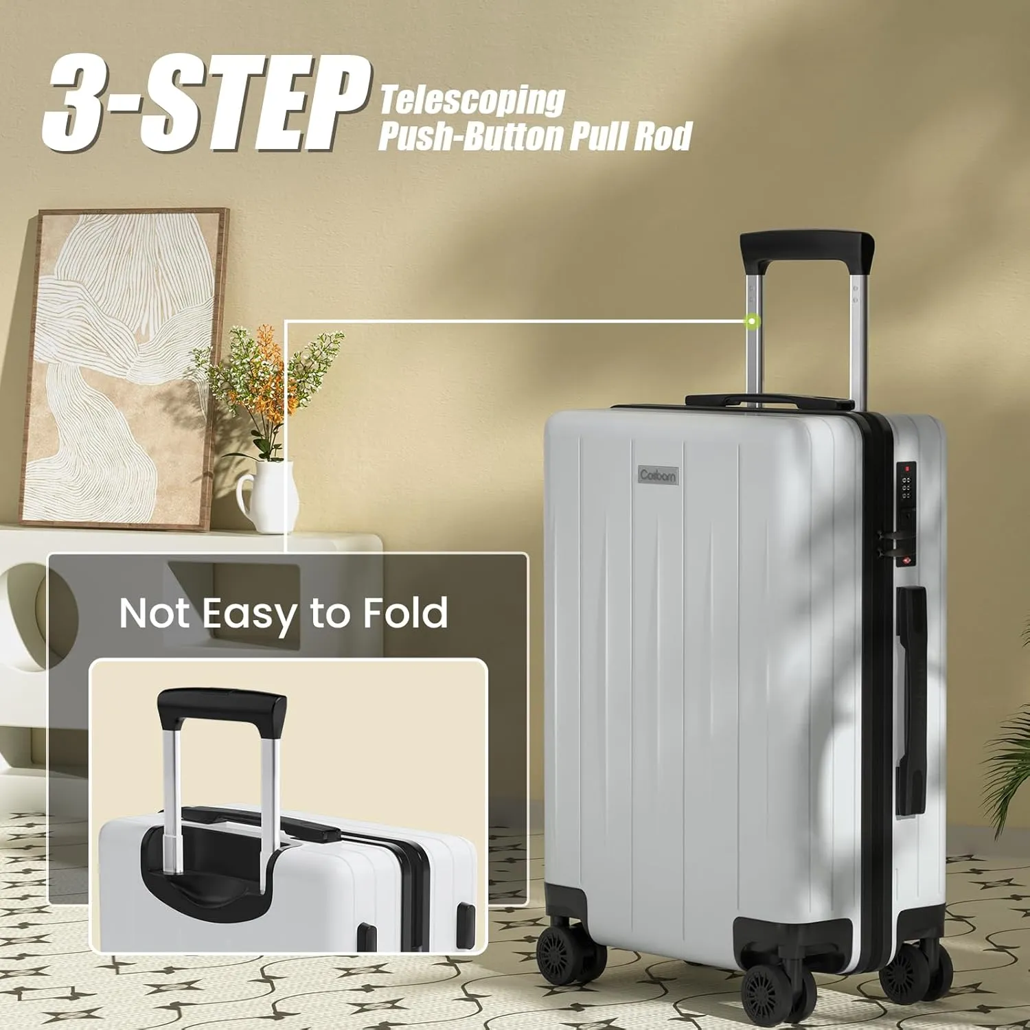 Carry On Luggage 22x14x9 Airline Approved, 20 inch Hard Shell Suitcase, ABS Hardside Suitcases, Lightweight Travel Luggage with 8 Silent Spinner Wheels, PorscheBlue