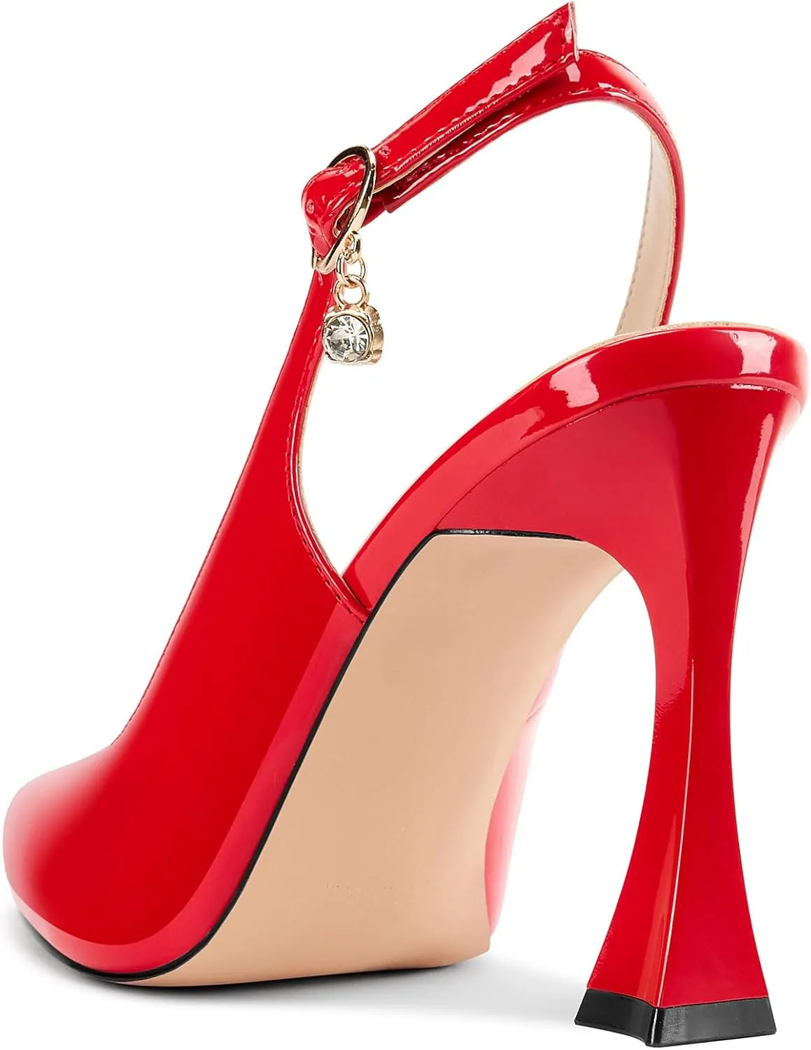 Castamere Womens Stiletto High Heel Pointed Toe Pumps Slingback Buckle Wedding Prom Dress Patent Leather 3.9 Inches Heels