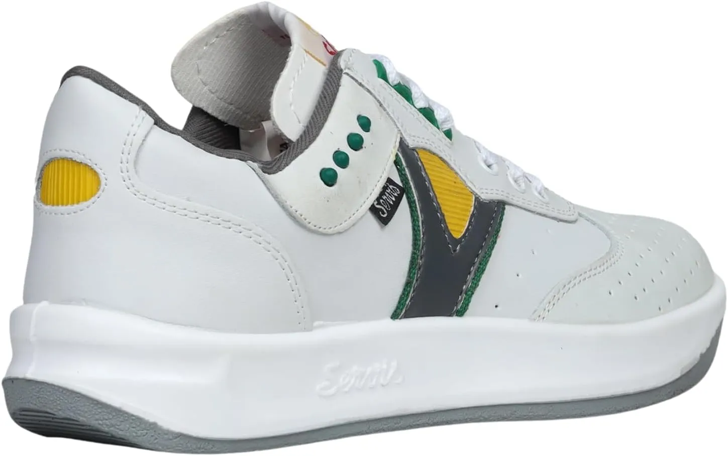 Cheetah Low Top Trainers White Yellow Green Shoes, PU Sole, Cushioned Insole, Lace-Up Design, Men Sneakers White