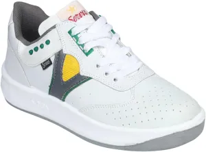 Cheetah Low Top Trainers White Yellow Green Shoes, PU Sole, Cushioned Insole, Lace-Up Design, Men Sneakers White