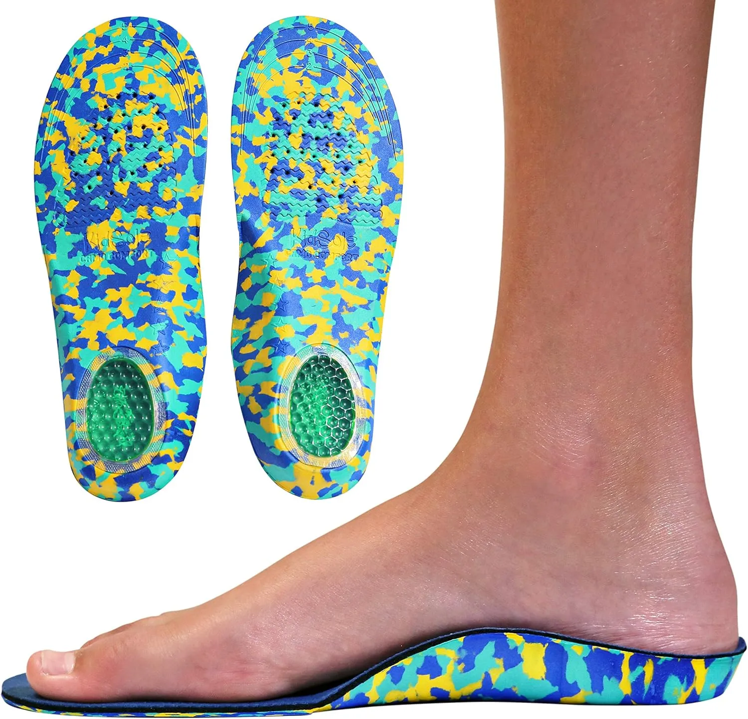 Childrens Insoles for Kids with Flat Feet Who Need Arch Support by Kidsole (Kids Size 2-6)