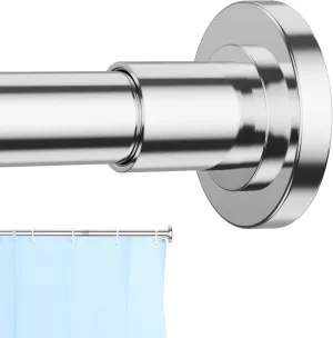 Chrome Shower Curtain Rod 31 to 80 Inch,1 Inch Diameter Adjustable Spring Tension Curtain Rod No Drilling Stainless Steel Telescoping Rod,No Rust