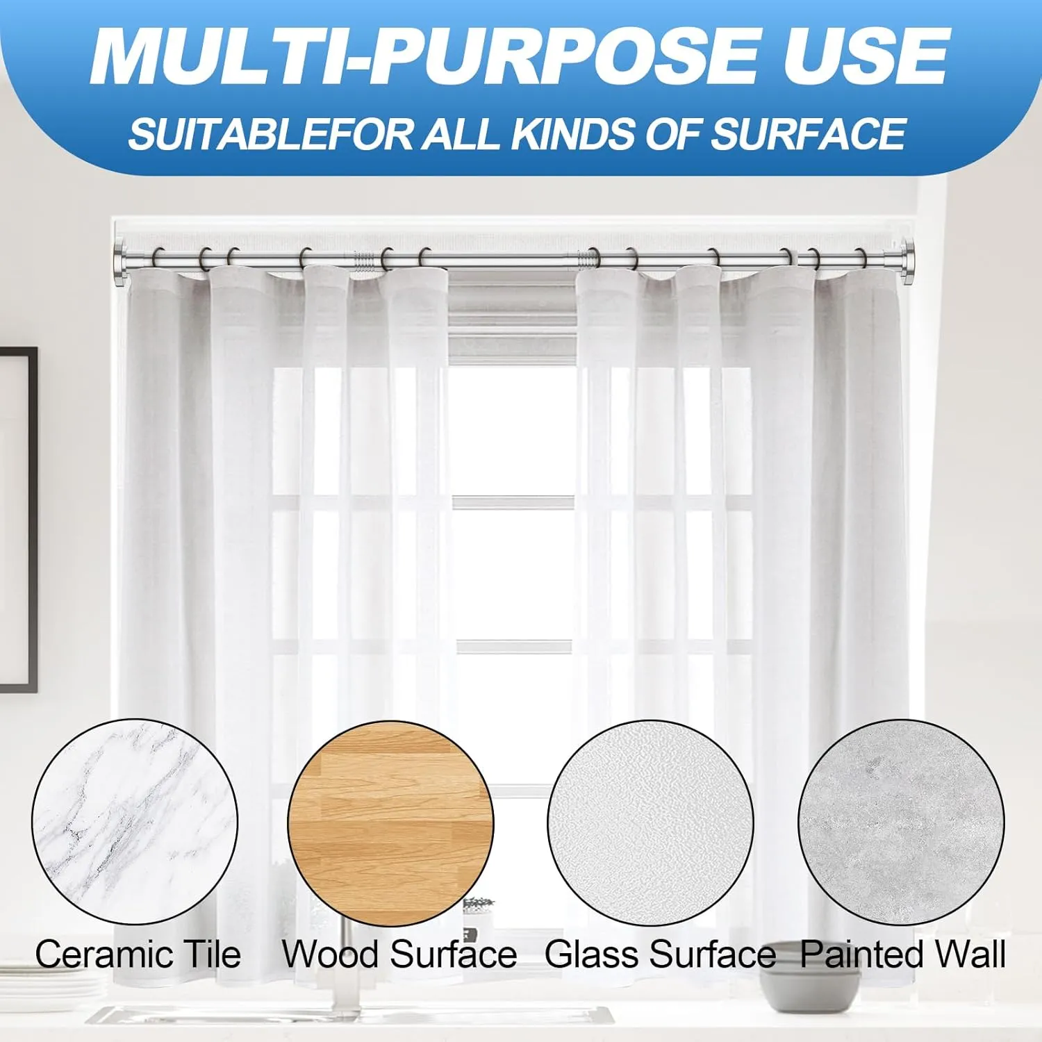 Chrome Shower Curtain Rod 31 to 80 Inch,1 Inch Diameter Adjustable Spring Tension Curtain Rod No Drilling Stainless Steel Telescoping Rod,No Rust
