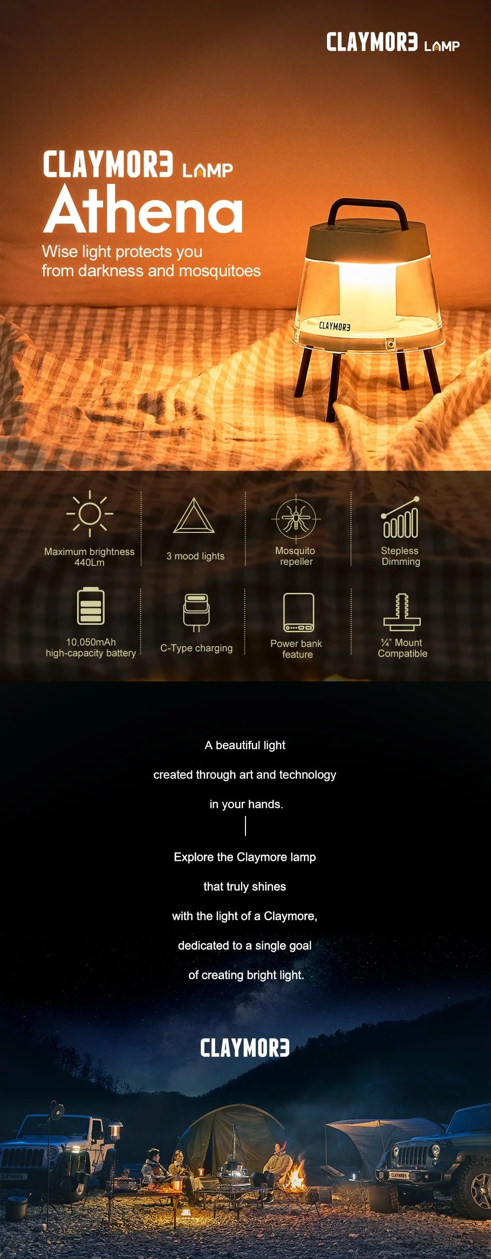 Claymore Selene Rechargeable Lamp