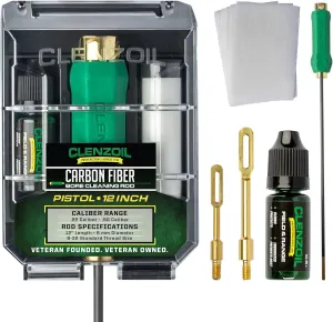 Clenzoil Carbon Fiber Gun Cleaning Rod Kit - Gun Cleaner Kit for Gun Maintenance - Pistol Cleaning Solution - 12" Pistol Cleaning Rod for .22 Cal to .50 Cal